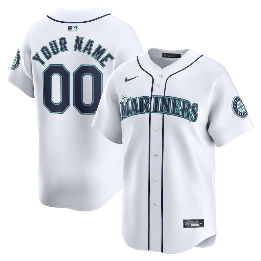 Men Seattle Mariners Nike White Home Limited Custom MLB Jersey